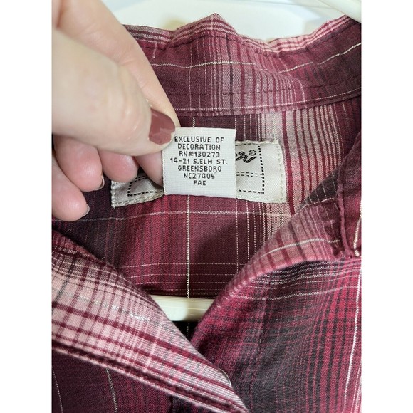 WRANGLER Wrancher Women’s Button Up Red Silver Plaid L Western Cowgirl Rodeo - Picture 7 of 11